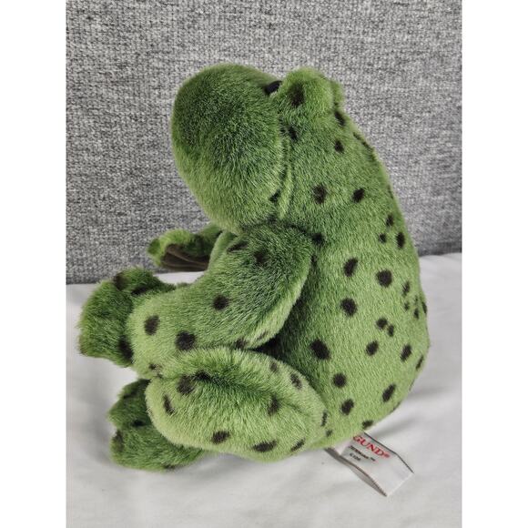 GUND VINTAGE 80's GREEN JEREMIAH "SITTING BULLFROG PLUSH" TOY CROAKING RATTLE 8" - Picture 3 of 9